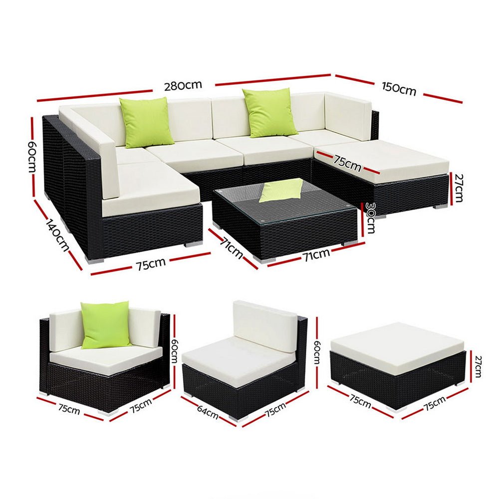 Gardeon 7-Piece Outdoor Sofa Set Wicker Couch Lounge Setting Cover - OZ Home Deals