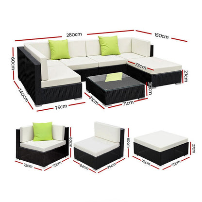 Gardeon 7-Piece Outdoor Sofa Set Wicker Couch Lounge Setting Cover - OZ Home Deals
