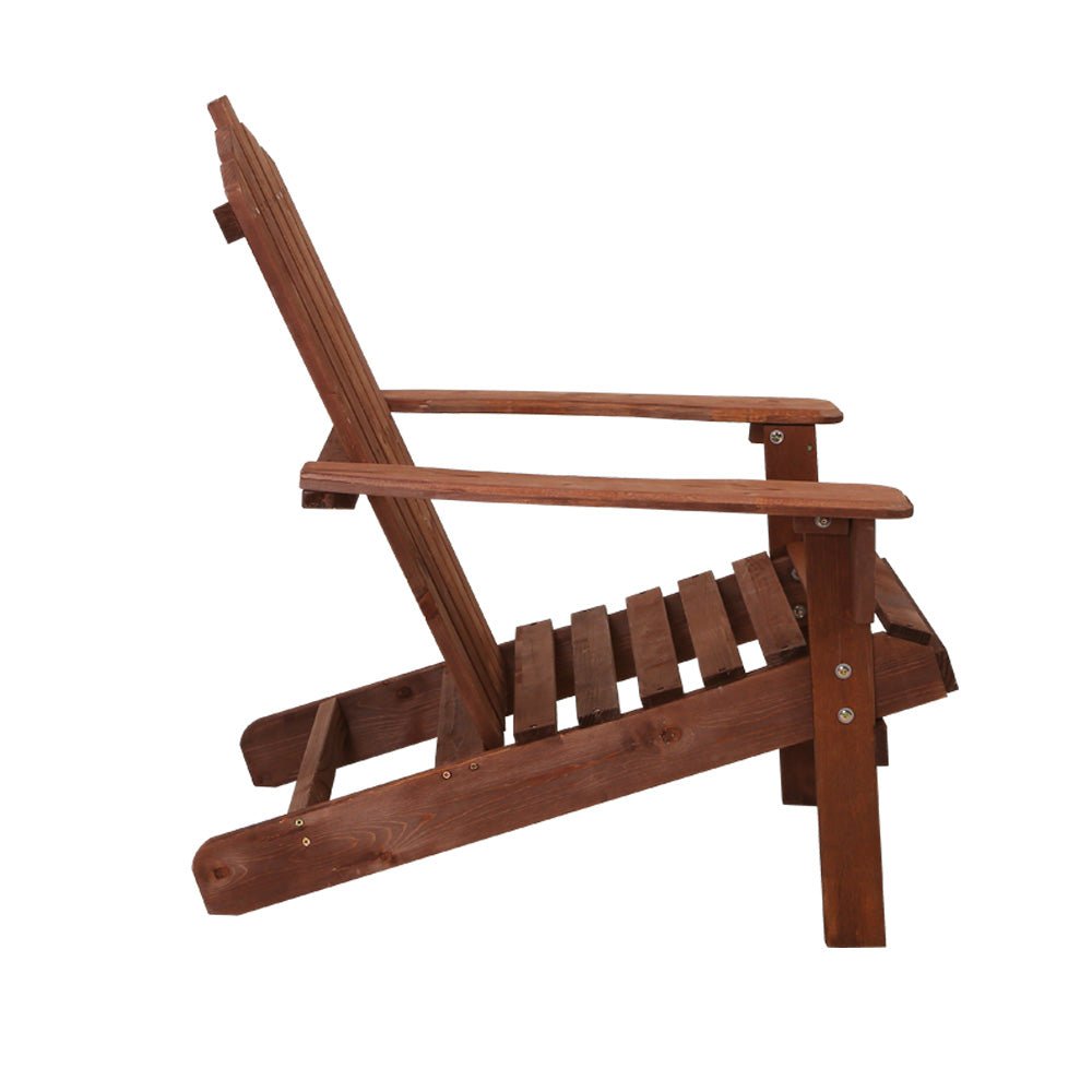 Gardeon Adirondack Outdoor Chairs Wooden Beach Chair Patio Furniture Garden Brown - OZ Home Deals