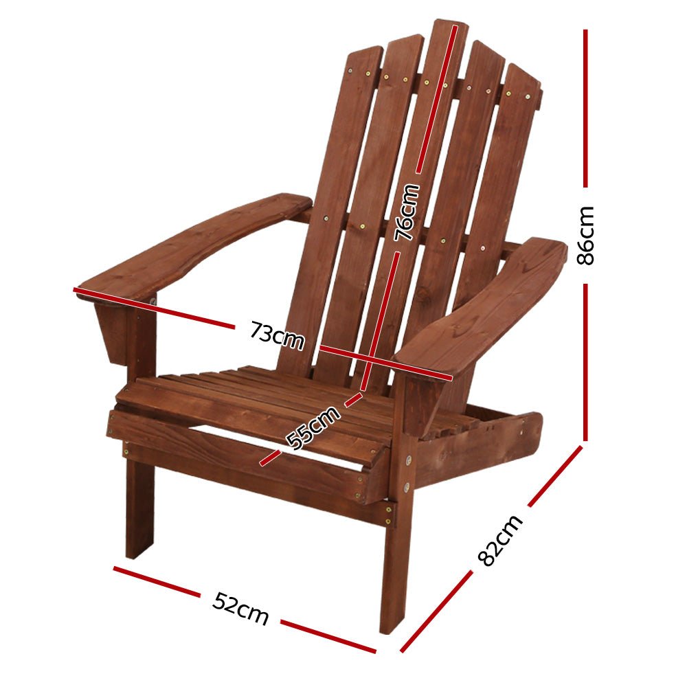 Gardeon Adirondack Outdoor Chairs Wooden Beach Chair Patio Furniture Garden Brown - OZ Home Deals
