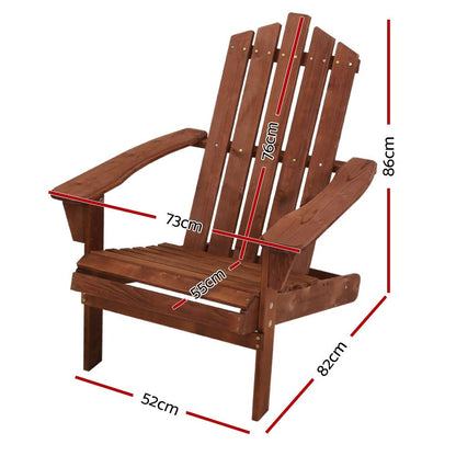 Gardeon Adirondack Outdoor Chairs Wooden Beach Chair Patio Furniture Garden Brown - OZ Home Deals