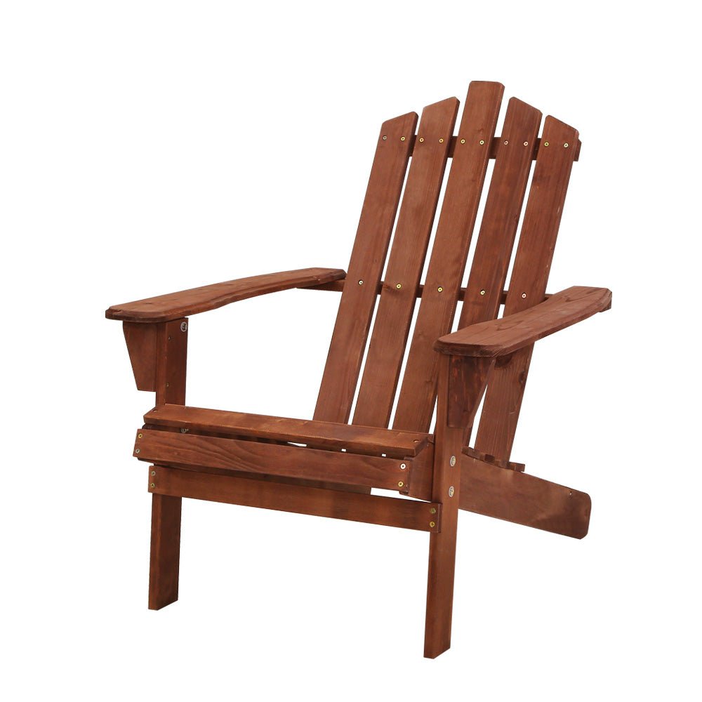 Gardeon Adirondack Outdoor Chairs Wooden Beach Chair Patio Furniture Garden Brown - OZ Home Deals
