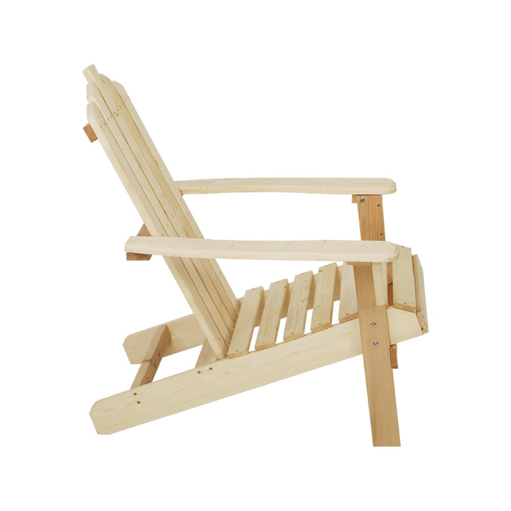Gardeon Adirondack Outdoor Chairs Wooden Beach Chair Patio Furniture Garden Natural - OZ Home Deals