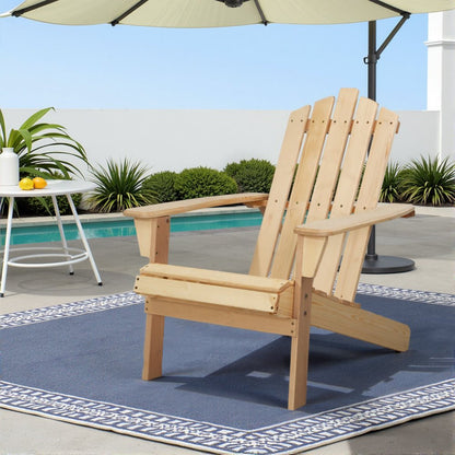 Gardeon Adirondack Outdoor Chairs Wooden Beach Chair Patio Furniture Garden Natural - OZ Home Deals