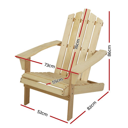 Gardeon Adirondack Outdoor Chairs Wooden Beach Chair Patio Furniture Garden Natural - OZ Home Deals