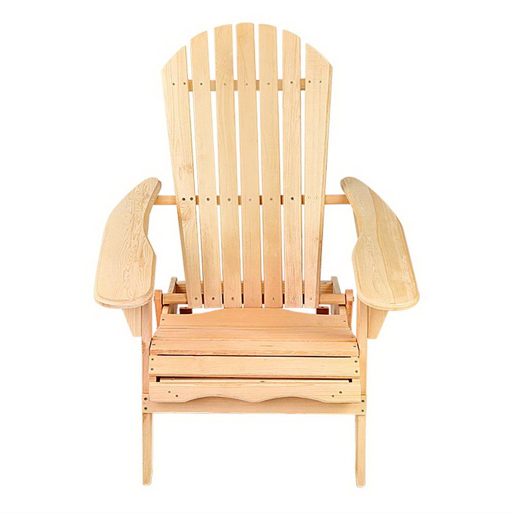 Gardeon Adirondack Outdoor Chairs Wooden Beach Chair Patio Furniture Garden Natural Set of 2 - OZ Home Deals