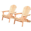 Gardeon Adirondack Outdoor Chairs Wooden Beach Chair Patio Furniture Garden Natural Set of 2 - OZ Home Deals