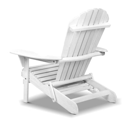 Gardeon Adirondack Outdoor Chairs Wooden Foldable Beach Chair Patio Furniture White - OZ Home Deals