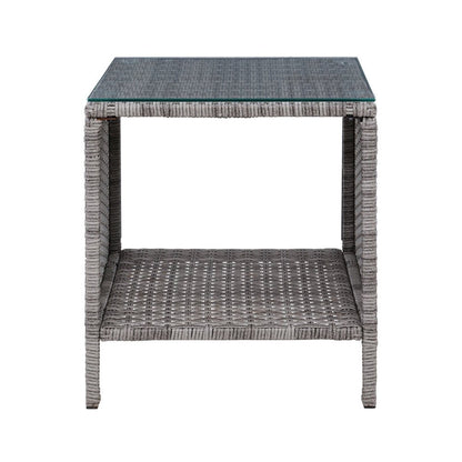 Gardeon Coffee Side Table Wicker Desk Rattan Outdoor Furniture Garden Grey - OZ Home Deals
