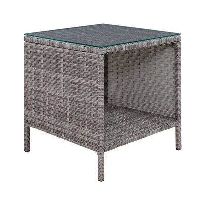 Gardeon Coffee Side Table Wicker Desk Rattan Outdoor Furniture Garden Grey - OZ Home Deals