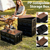 Gardeon Collapsible Outdoor Storage Box 50L Stackable Folding Camping Organizer Plywood Lid Black - OZ Home Deals
