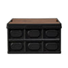 Gardeon Collapsible Outdoor Storage Box 50L Stackable Folding Camping Organizer Plywood Lid Black - OZ Home Deals