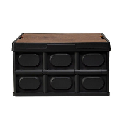 Gardeon Collapsible Outdoor Storage Box 50L Stackable Folding Camping Organizer Plywood Lid Black - OZ Home Deals