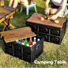 Gardeon Collapsible Outdoor Storage Box 50L Stackable Folding Camping Organizer Plywood Lid Black - OZ Home Deals