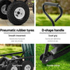 Green garden dump cart with pull handle and pneumatic tyres