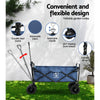 Navy folding garden trolley wagon with pull handle and fabric storage area