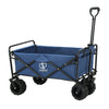 Navy folding garden trolley wagon with pull handle and fabric storage area