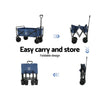 Navy folding garden trolley wagon with pull handle and fabric storage area