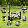 Beige folding garden trolley cart with pull handle and fabric carry bag