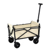 Beige folding garden trolley cart with pull handle and fabric carry bag
