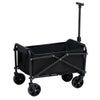 Black folding garden trolley cart with pull handle and fabric carry bag