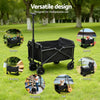 Black folding garden trolley cart with pull handle and fabric carry bag