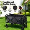 Black folding garden cart trolley with adjustable handle and fabric bag