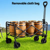 Black folding garden cart trolley with adjustable handle and fabric bag