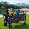 Black folding garden cart trolley with adjustable handle and fabric bag