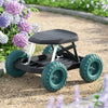 Rolling garden stool with wheels and plastic seat for outdoor work