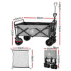 Grey folding garden trolley cart with cargo net and adjustable handle