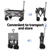 Grey folding garden trolley cart with cargo net and adjustable handle