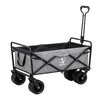 Grey folding garden trolley cart with cargo net and adjustable handle