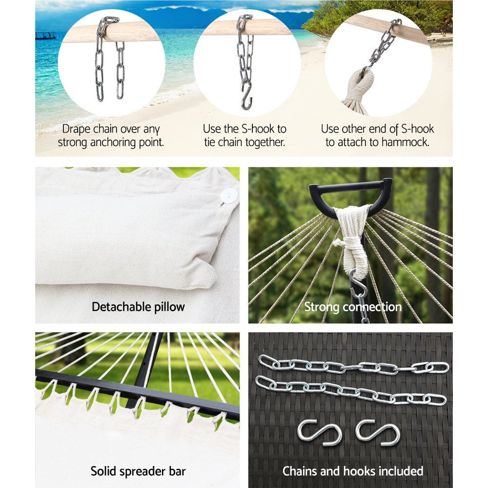 Gardeon Hammock Bed Outdoor Camping Portable Hanging Chair 2 Person Piillow - OZ Home Deals