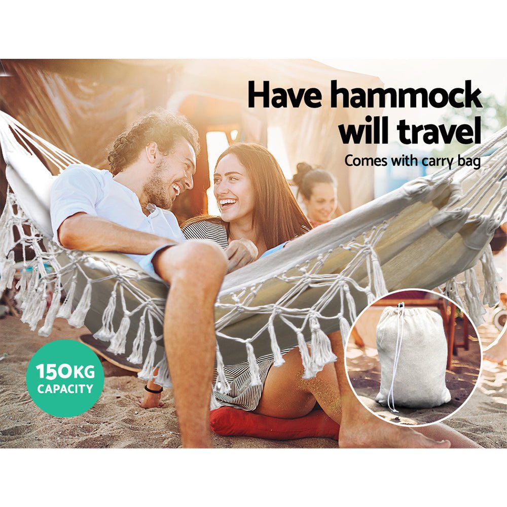 Gardeon Hammock Bed Rope Tassel Outdoor Hammocks Chair Camping - OZ Home Deals