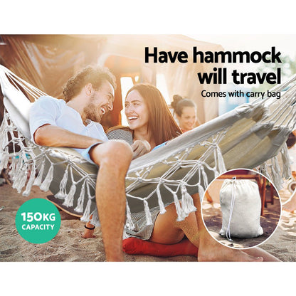 Gardeon Hammock Bed Rope Tassel Outdoor Hammocks Chair Camping - OZ Home Deals