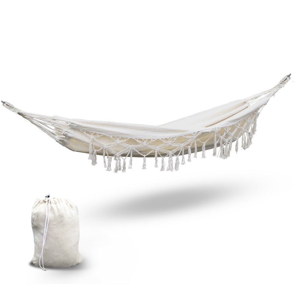Gardeon Hammock Bed Rope Tassel Outdoor Hammocks Chair Camping - OZ Home Deals