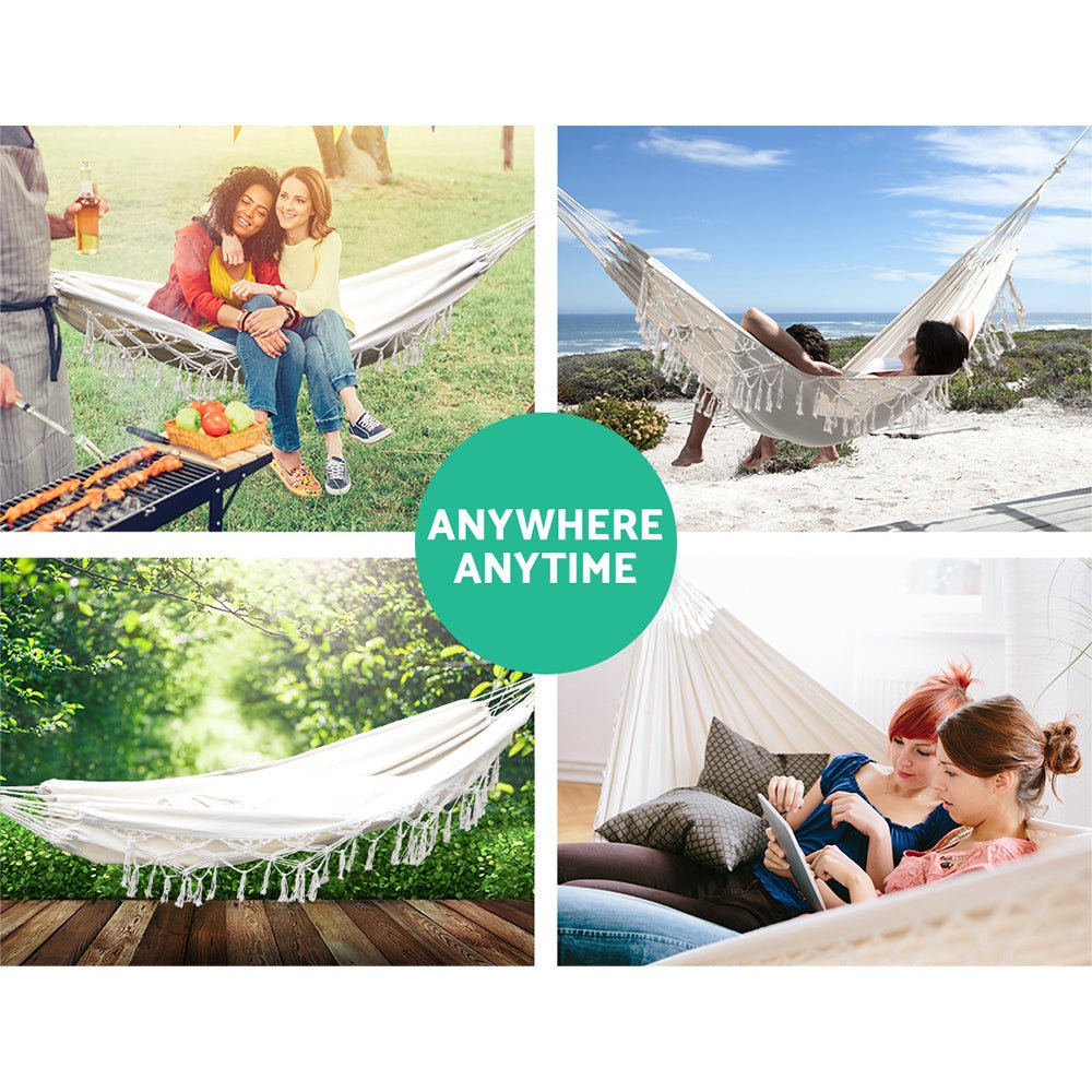 Gardeon Hammock Bed Rope Tassel Outdoor Hammocks Chair Camping - OZ Home Deals