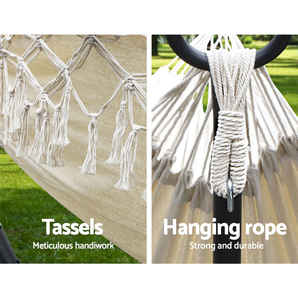 Gardeon Hammock Bed Rope Tassel Outdoor Hammocks Chair Camping - OZ Home Deals