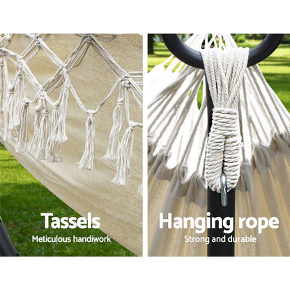 Gardeon Hammock Bed Rope Tassel Outdoor Hammocks Chair Camping - OZ Home Deals
