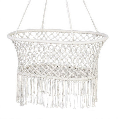 Gardeon Hammock Chair Cotton Swing Chair Outdoor Indoor Cream - OZ Home Deals