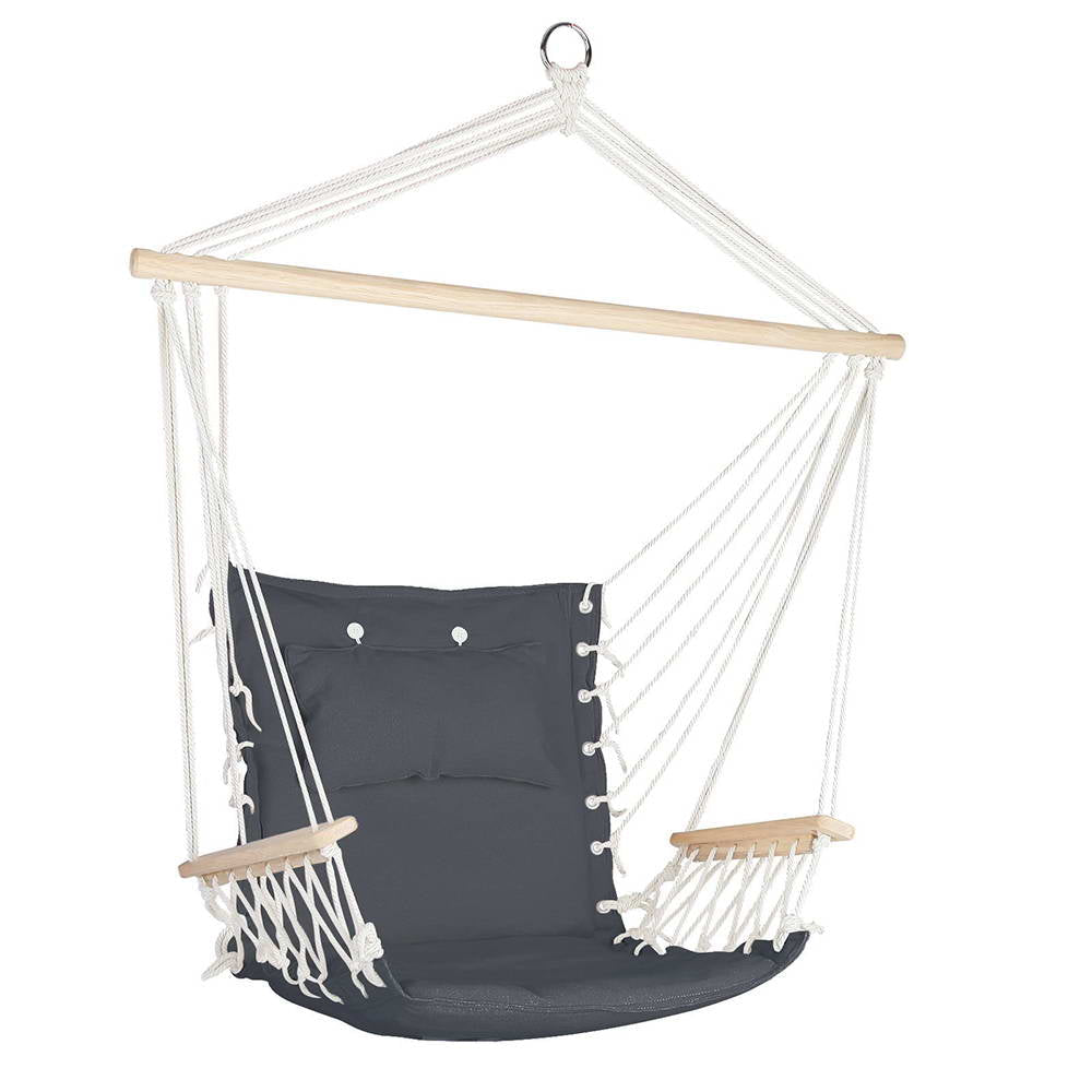 Gardeon Hammock Chair Hanging with Armrest Camping Hammocks Grey - OZ Home Deals