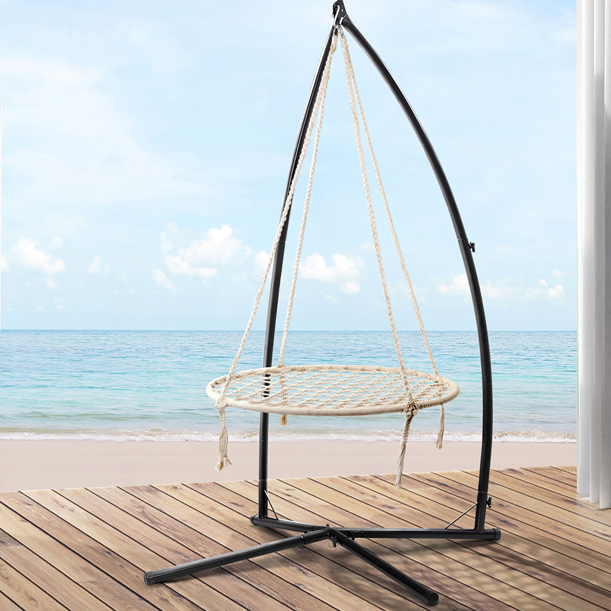 Gardeon Hammock Chair Nest Web Outdoor Swing with Steel Stand 100cm - OZ Home Deals