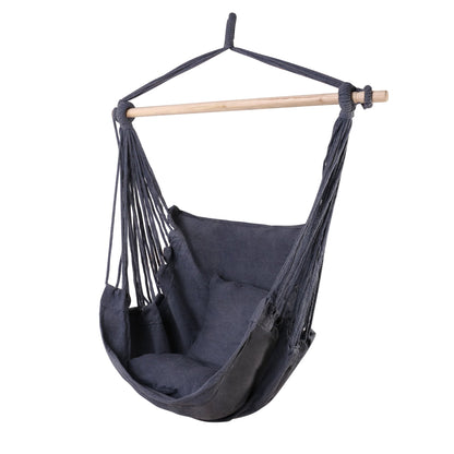 Gardeon Hammock Chair Outdoor Camping Hanging Hammocks Cushion Pillow Grey - OZ Home Deals
