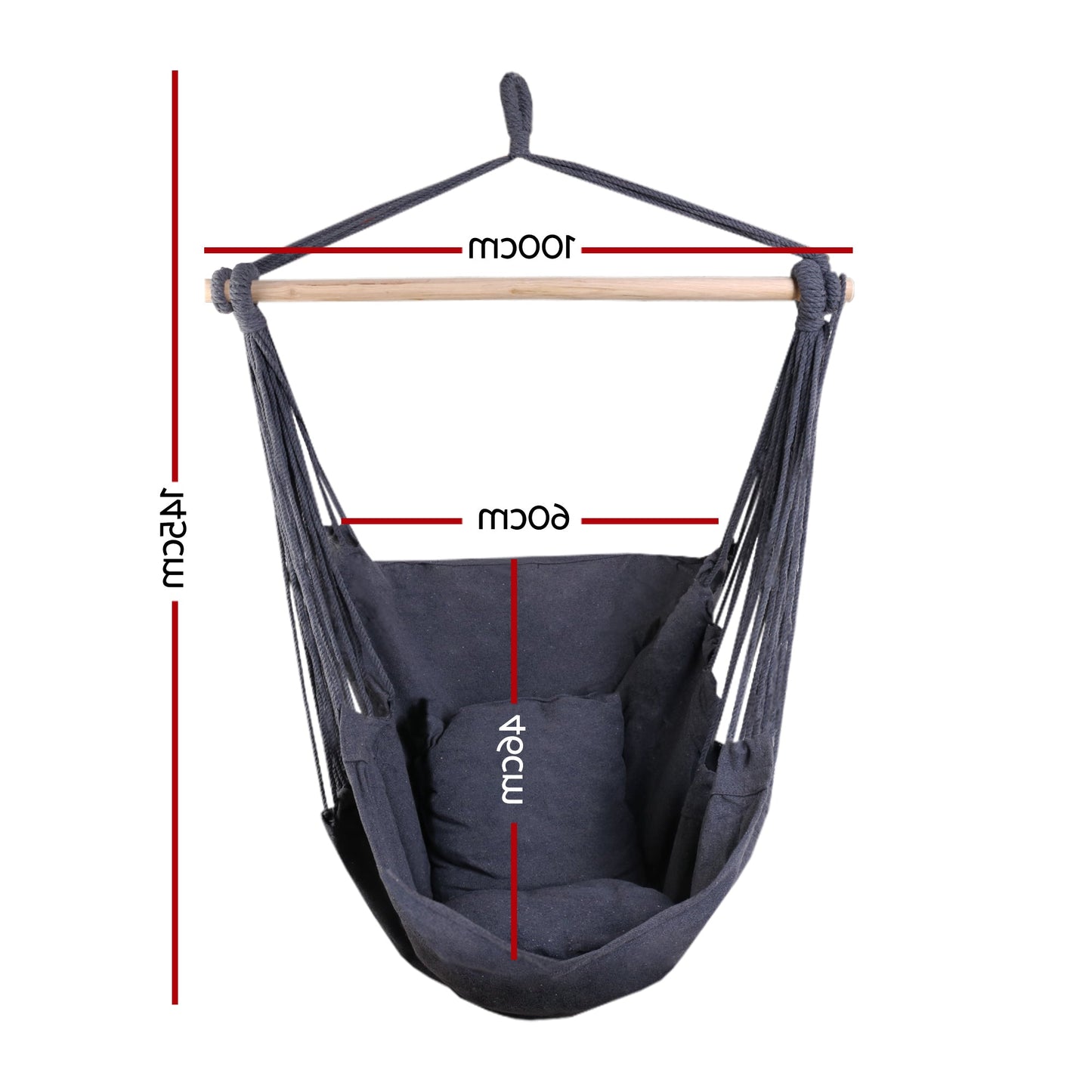 Gardeon Hammock Chair Outdoor Camping Hanging Hammocks Cushion Pillow Grey - OZ Home Deals