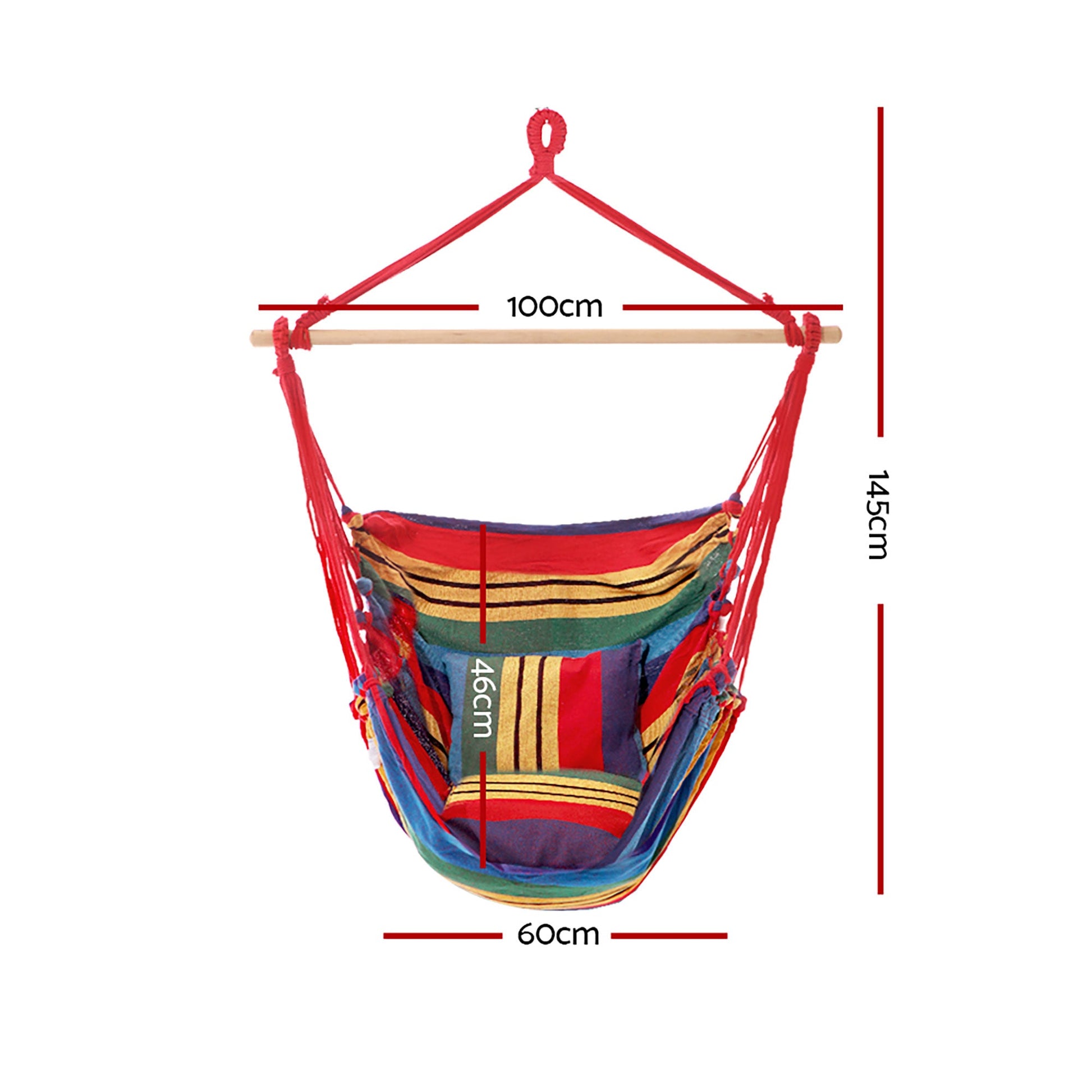 Gardeon Hammock Chair Outdoor Camping Hanging Hammocks Cushion Pillow Rainbow - OZ Home Deals