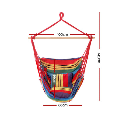 Gardeon Hammock Chair Outdoor Camping Hanging Hammocks Cushion Pillow Rainbow - OZ Home Deals