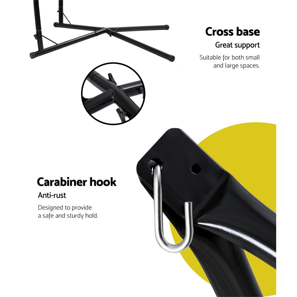 Gardeon Hammock Chair Outdoor Camping Hanging with Steel Stand Rainbow - OZ Home Deals