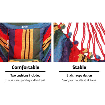 Gardeon Hammock Chair Outdoor Camping Hanging with Steel Stand Rainbow - OZ Home Deals