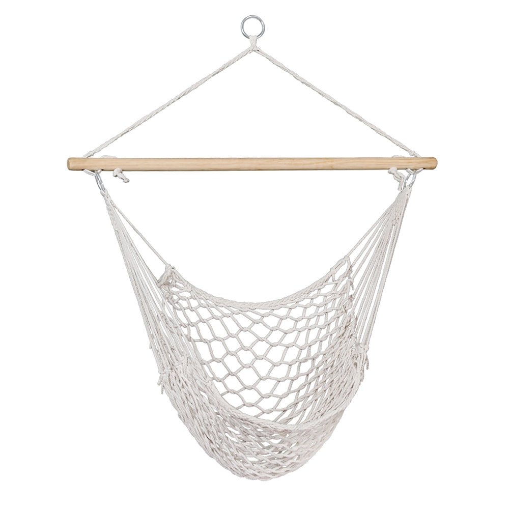 Gardeon Hammock Chair Outdoor Hanging Camping Mesh Indoor Cream - OZ Home Deals